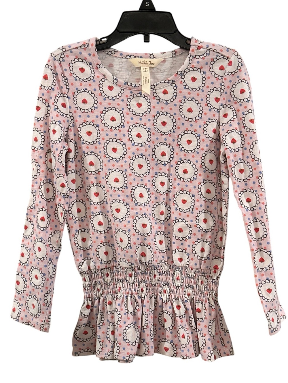 Matilda Jane Pink Heart Circle Print Peplum Top size 6